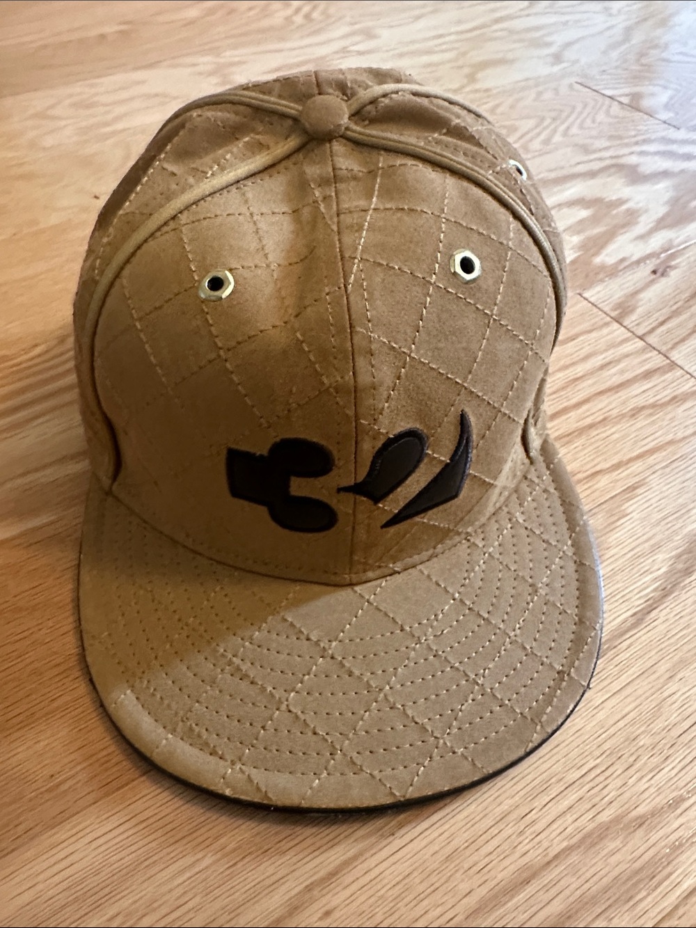 New Era Tan Quilted 59FIFTY Fitted Cap with Black Trim